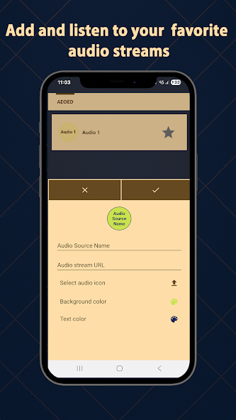 Add audio stream screen